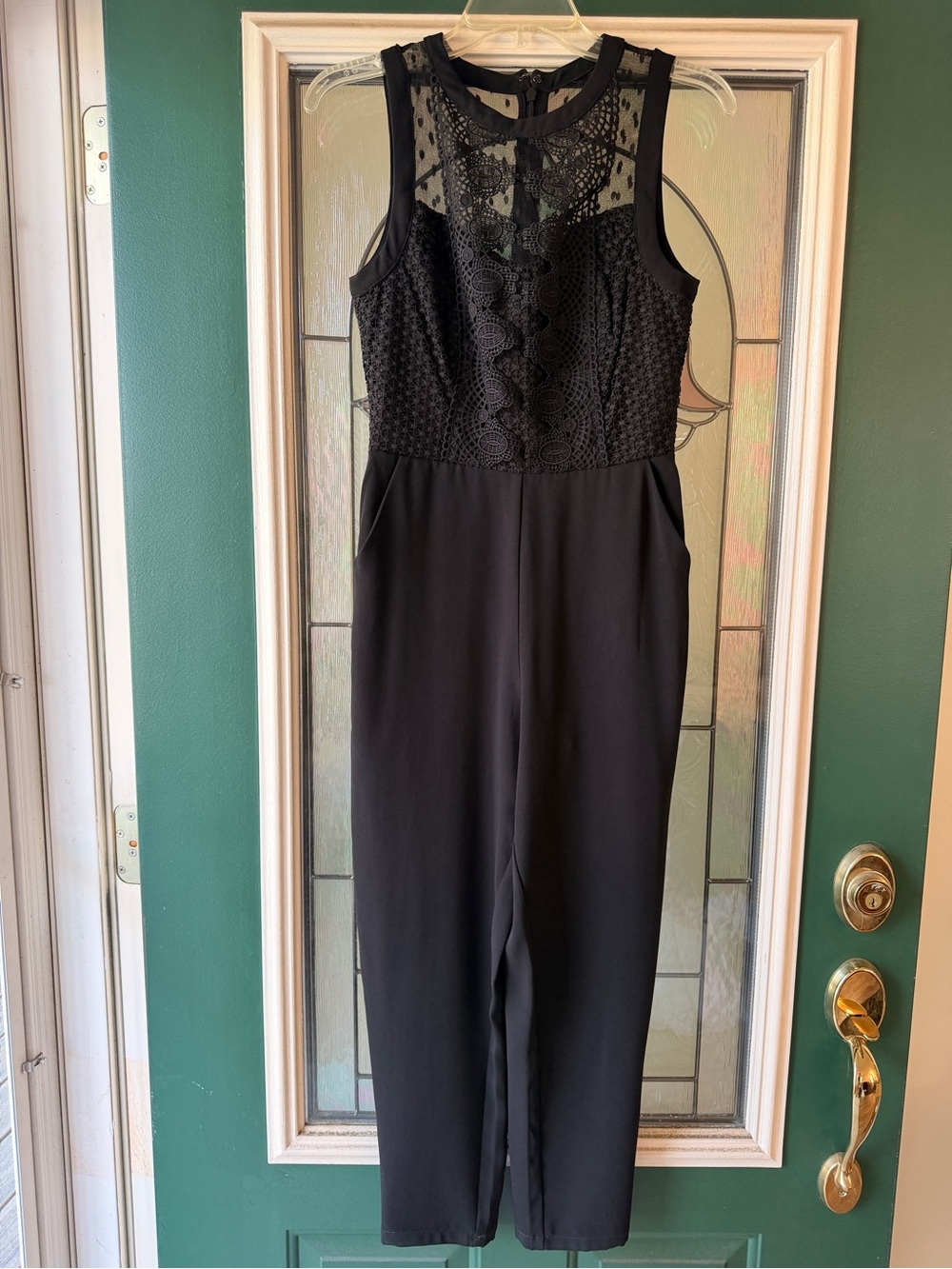 Classic Black Lace-Front Jumpsuit